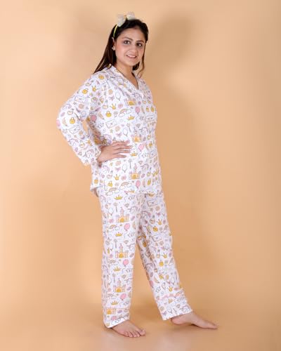 Image of The Mom Store Pajama Set for Women | Soft Cotton Breathable Nightwear for Comfortable Sleep | Stylish Elegant Sleep Suit & Lounge Wear for Womens | Everyday Nightsuit | Shirt Pyjama Set for Women