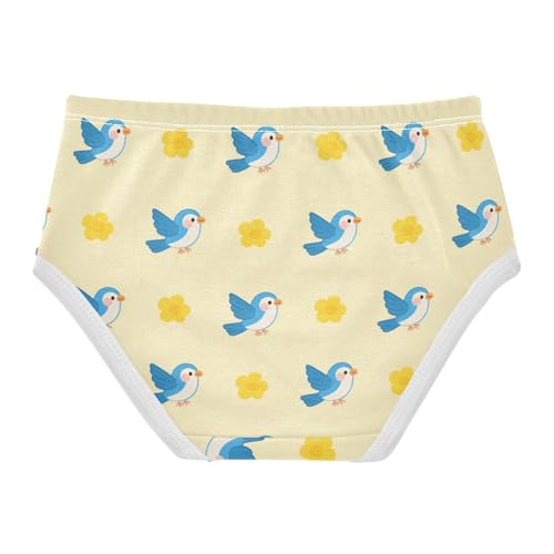 Cute Bird Flowers Floral Yellow Toddler Girls's Underwear 2T 23022412