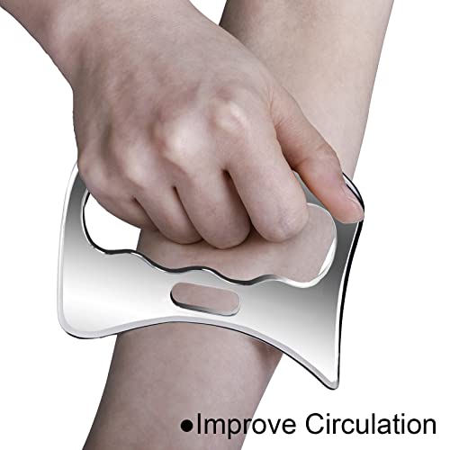 Byyddiy Large Stainless Steel Gua Sha Derma Edge Massage Tools-Scraping Massage Tools,Muscle Scraper Tool For Soft Tissue Mobilization,Physical Therapy Equipment For Back, Legs, Arms #TOP4