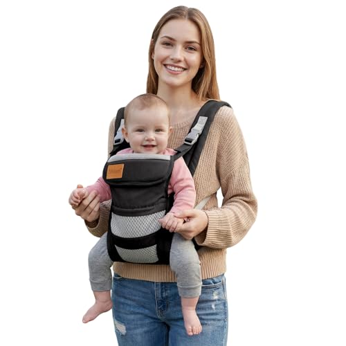 Image of Shiaon Baby Carrier Newborn to Toddler(7-30lbs), Toddler Carrier with Adjustable Shoulder Strap, Baby Holder Carrier with Breathable Mesh Fabric, Black
