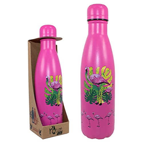 NatureVac, Flamingo 500ml Insulated Water Bottle from Deluxebase. Pink Stainless Steel Thermal Flask for Gym Office, Travel - Image 3