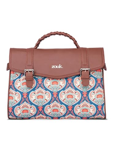 Image of ZOUK Heritage Satchel Bag - Gwalior Weaves | Jute | Vegan Leather Handcrafted With Detachable Sling Strap