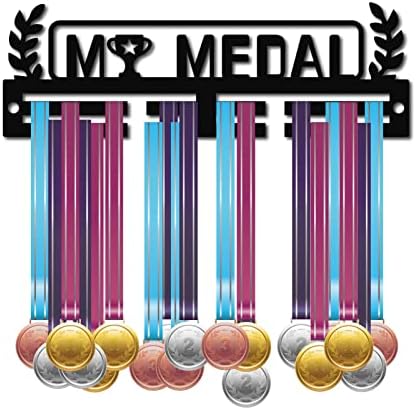 CREATCABIN Acrylic Medal Holder Never Give Up Medal Holder Display Stand Wall Mount Hanger Hanging for Home Badge 2 Lines Athletes Medalist Running Soccer Gymnastics Over 20 Medals