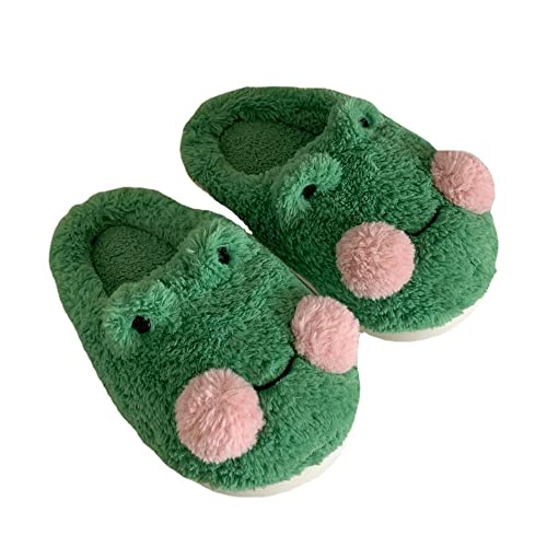 Cute Frog Slippers for Women Kawaii Slippers for Women Fluffy House Slippers Fuzzy Animal Slippers for Women Men