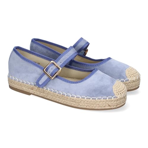 shoes&blues.es 91254 Bailarina Alpargata de Mujer con Yute, Diseno Moderno con Puntera Bordada y Cierre de Hebilla para un Ajuste Comodo, Ideales para Primavera Verano. Azul Talla 38