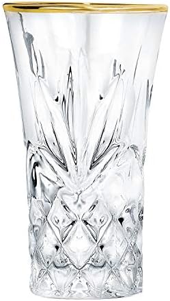 B BRILLI BRILLIANT Ashford Non-Leaded Crystal Clear Liquor Shot Glasses with a Gold Rim 2 Ounces, Set of 4 (Shot Glasses with a Gold Rim, 2 Ounces)