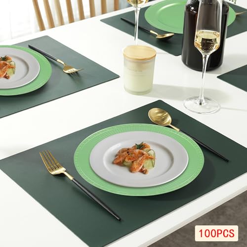Platos base, 100 piezas, 13 in plástico reutilizable verde miniatura 2