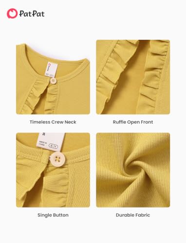 Image of PATPAT Girls Cardigan Bolero Size 4-12 Years Kids Knit Long Sleeve Ruffle Open Front Button Cover Up Cropped Tops for Girls