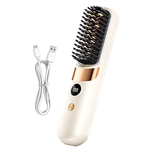 Imagen de Cepillo Alisador De Cabello Cepillo De Peinado Inalámbrico Recargable 5 En 1 Peine Y Alisador Para Rizar El Cabello Para Mujer Acondicionamiento Iónico