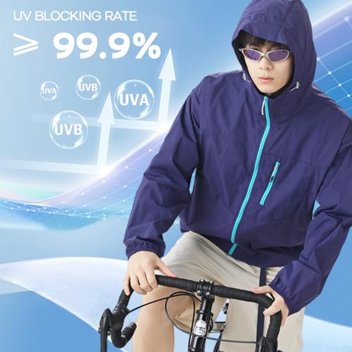Image of Venzina Men's UPF 50+ Sun Protection Jacket, 4-Way Stretch Quick-Dry Windbreaker with Breathable Mesh & Elastic Cuffs, Sunscreen Jacket for Men - Hiking, Travel