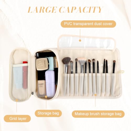 Image of MAYCREATE Makeup Brush Pouch Organiser Waterproof Roll-Up 12 Sleeves