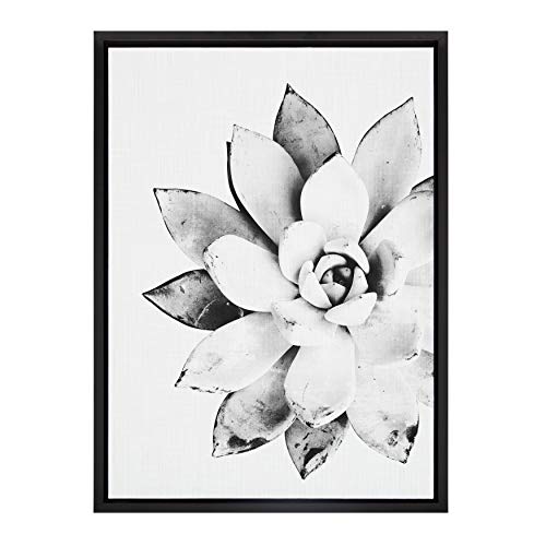 Kate and Laurel Sylvie Black and White Modern Succulent Print