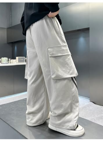 Boy's Baggy Cargo Drawstring Waist Casual Long Pants Workout Sports Loose Jogger Pants with Pocket, 4-14 Years3