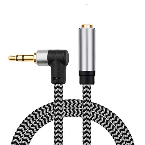 Morelecs Right Angle Aux Extension Cable 25ft 3.5mm 1/8 Aux Stereo Audio Cable