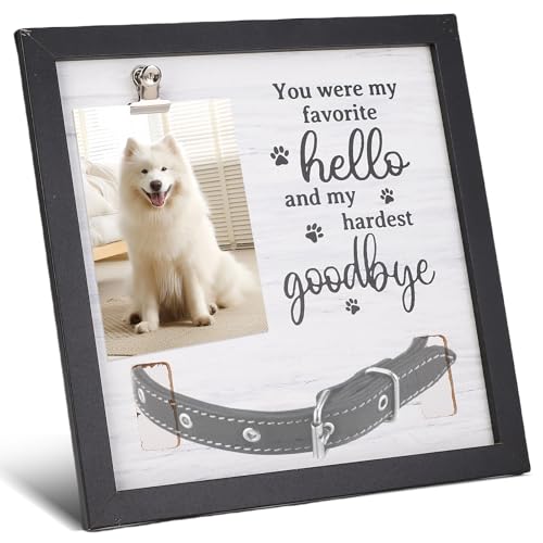 ZESTEFY Dog Picture Frame, Dog Memorial Gifts for Loss of Dog, Wooden Dog Collar Frame Print Kit, Pet Memorial Frame for Dogs and Cats, Keepsake Tribute Pet Loss Sympathy Gift