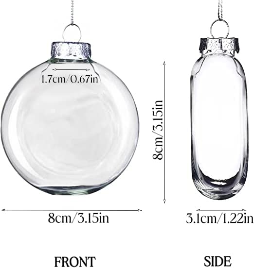 Set of 12,80mm(3-1/8 inches) Flat Round Paintable Clear Glass Christmas Bulbs Ornaments for Crafts Fillable,Oval Diy Empty Glass Disc Decorations Ball to Paint for Crafting