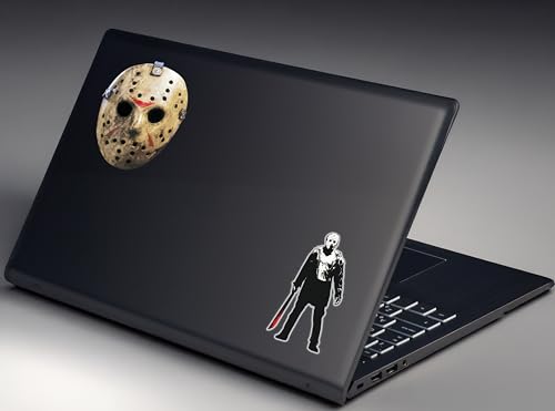 Image of Elektroplate Officially Licensed Jason Friday the 13th Dynamic Decals | Premium Automotive-Grade Weatherproof Vinyl Stickers for Car, Devices, Tumbler & More | Made in the USA | Set of 2