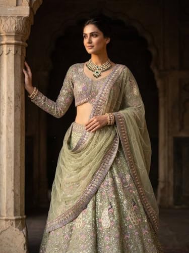 Image of Lehenga choli For Womens and Girls Soft Butterfly Net Lehenga Choli with Coding Sequins Work Dupatta | Semi Stitched Designer Ethnic Set