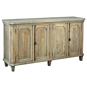 Sunset Trading Cottage 71 Panel Door Credenza Driftwood Brown Solid Wood Fully Assembled Cabinet Sideboard