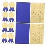 ETHZZLE 36セット 賞状用メダルシール 金色五角星エンボス加工リボン付き 卒業証書装飾用ステッカー モチベーション向上 紙素材使用 簡単貼