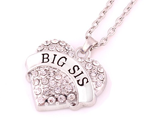 Image of Crystal Heart Necklaces Set Mom Big Sis Middle Lil Sister
