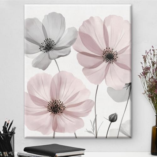Floral Framed Canvas Wall Art Flowers Poster Print Wall Decor Wat...
