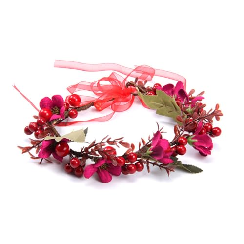 Bandeau Fleur Guirlande - Couronne Cheveux Mariage, Coiffe de Guirlande avec Ruban (F)