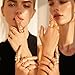 IFKM Gold Chunky Rings Set for Women 14k Gold Plated Thick Dome Stackable Open Rings Trendy Dainty Minimalist Jewelry Gifts (Irregular, Gold)