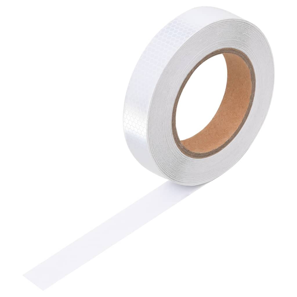 Cinta reflectante blanca autoadhesiva de 2,5 cm x 20 m, PVC para señales de tráfico, barrera de seguridad, señalización de aparcamiento en obras, terrenos comerciales y terrenos privados