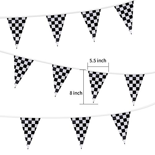 98Ft Checkered Black & White Pennant Banner Racing Flags And 20Pcs 11.8 Inch Racing Flags With Plastic Sticks For Racing Party Supplies By Hrlorkc #TOP1