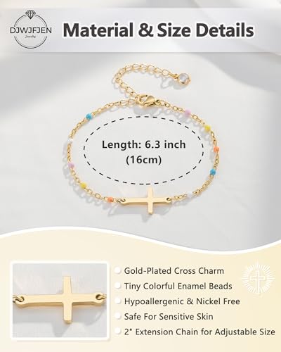 Image of Cross Bracelet Christian Gifts for Women Girls Easter Confirmation Baptism Gifts