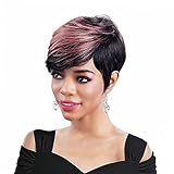 Beweig Short Ombre Pink Wigs for Black Women Short Pixie Cut Wig with Pink Bangs Short Synthetic...