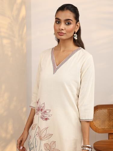 Image of Libas Embroidered Cotton Blend Straight Kurta Set for Women | ethnic wear | bridal suit | wedding dress | occasion wear
