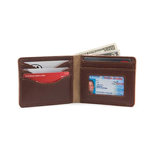 Saddleback Leather Co. Medium Full Grain Leather Bifold ID Window Wallet (Chestnut)