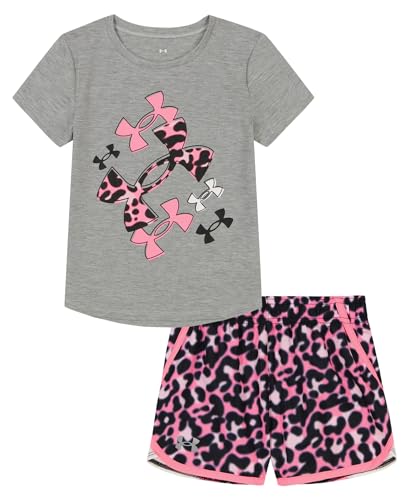 Image of Under Armour Girl's 2-piece Short Sleeve Tee and Shorts Set, Lightweight and Comfortable