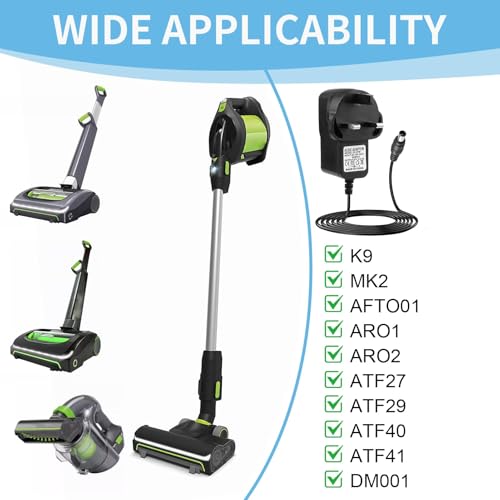 27V 500mA Charger for Gtech Cordless Vacuum Cleaner,Power Supply adapter for Gtech AirRAM MK2 K9 AR01 AR02 AR29 AR30 DM001 AFT001 ATF27 ATF29 ATF40 ATF41 K13S270050B UK Plug 2m Cable - Image 2