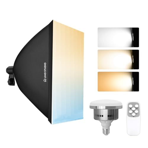 LimoStudio (2 Pack) 85W LED Bulb with 20x28-inch Softbox, Remote Control, 3200K-5500K Adjustable Lighting, Photo Video Studio, AGG3457