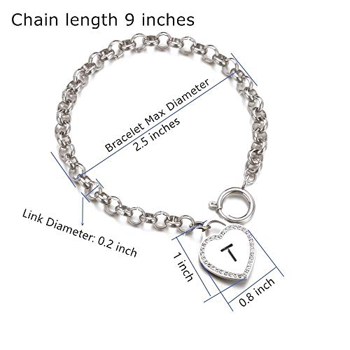 Image of CaleesLLC Letter A to Z Initial Charm Bracelet Adjustable Stainless Steel Anklet Personalized Wrist Link for Women