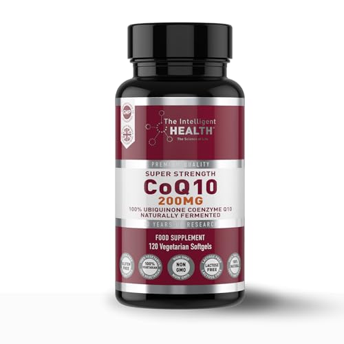 The Intelligent Health CoQ10 Supplement, Fermented Coenzyme Q10 Ubiquinone for Women & Men, Easy to Swallow 200mg 120 Vegetarian Softgels