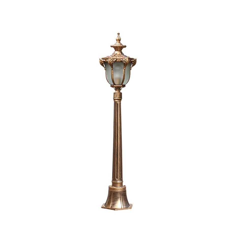 Outdoor Lamp Post Light Creative Brass E27 Single Head Lawn Glass Post Light European Antique Retro IP54 Waterproof Outdoor Aluminum Street Landscape Column Lamp Garden Courtyard Street Path Decorat