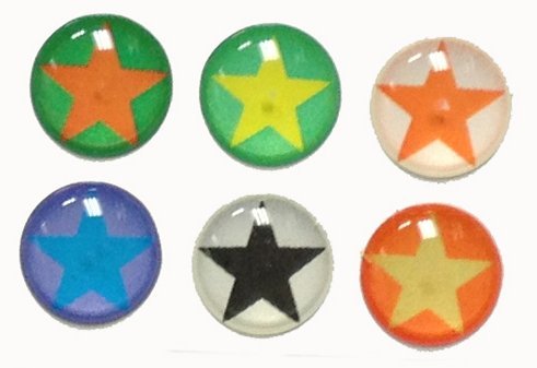 3D Semi-circular Color Stars Style Home Button Stickers for iPhone 5 4/4s 3GS 3G, iPad 2, iPad Mini, iTouch 6 pieces Black, Yellow, Orange, Blue