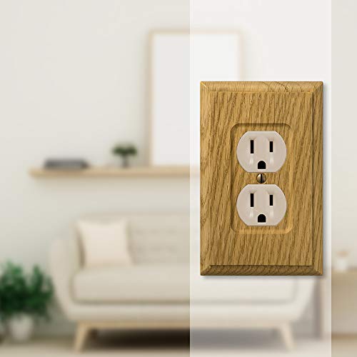 Image of Amerelle 4025D Carson Wallplate, 1 Duplex, Wood, Light Oak, 1-Pack