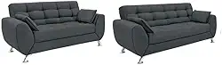 Conjunto de Sofá 2 e 3 Lugares Larissa I Suede Cinza