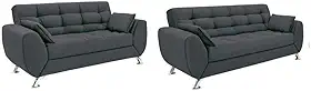Conjunto de Sofá 2 e 3 Lugares Larissa I Suede Cinza