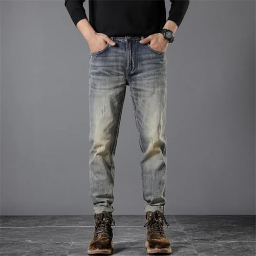 Men's Jeans Street Retro Washed Distressed Slim Fit Nine-Point Skinny Pants2