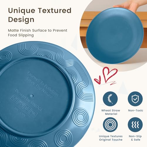 Image of Homienly 40 PCS Premium Wheat Straw Dinnerware Sets, Reusable Unbreakable Plates and Bowls Set, Cups Sets, Service for 8, Microwave and Dishwasher Safe Dishes Set for Party, Outdoor (Nightscape)