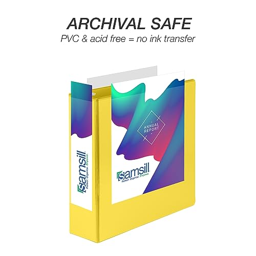 Image of Samsill Durable 3 inch 3 Ring Binder, D Ring Binder, 100% Recycled Chipboard, Yellow, 12 Pack