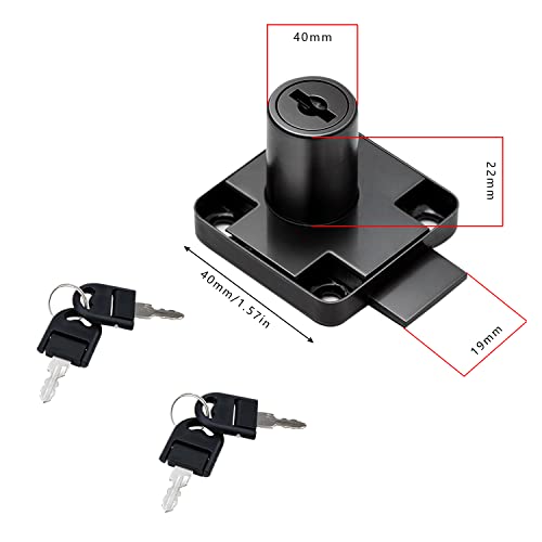 GZGXKJ 2 Pack Cupboard Office Drawer Cam Lock Filing Cabinet Lock with 2 Keys Square Base Screw Fixed Furniture Security Lock for Furniture Door Household Mailbox Glass Showcase (Master Key Lock) - Image 2