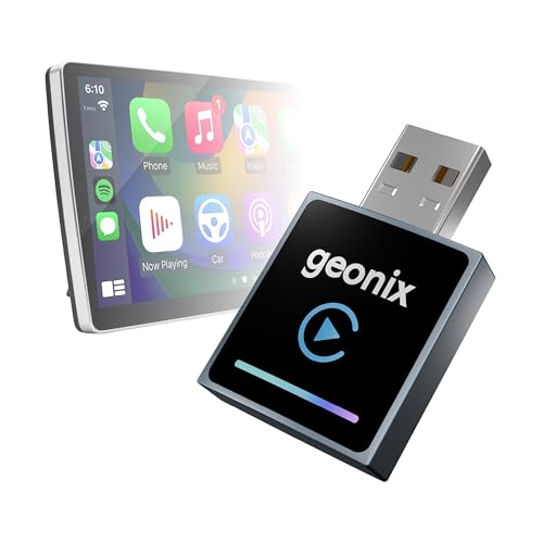 Image of Geonix DashPlay 2-in-1 Wireless Car Receiver for Android Auto & Apple CarPlay, Converts Wired to Wireless, Bluetooth Plug & Play Receiver - Compatible with OEM Factory-Fitted Wired Systems (Black)