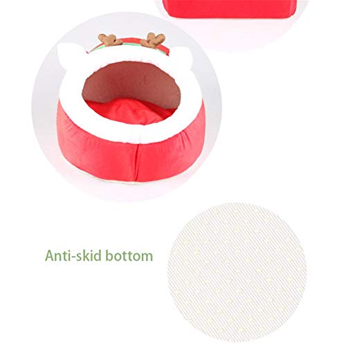 Cama caliente gato navideña para el descanso de caniche rojo 8
